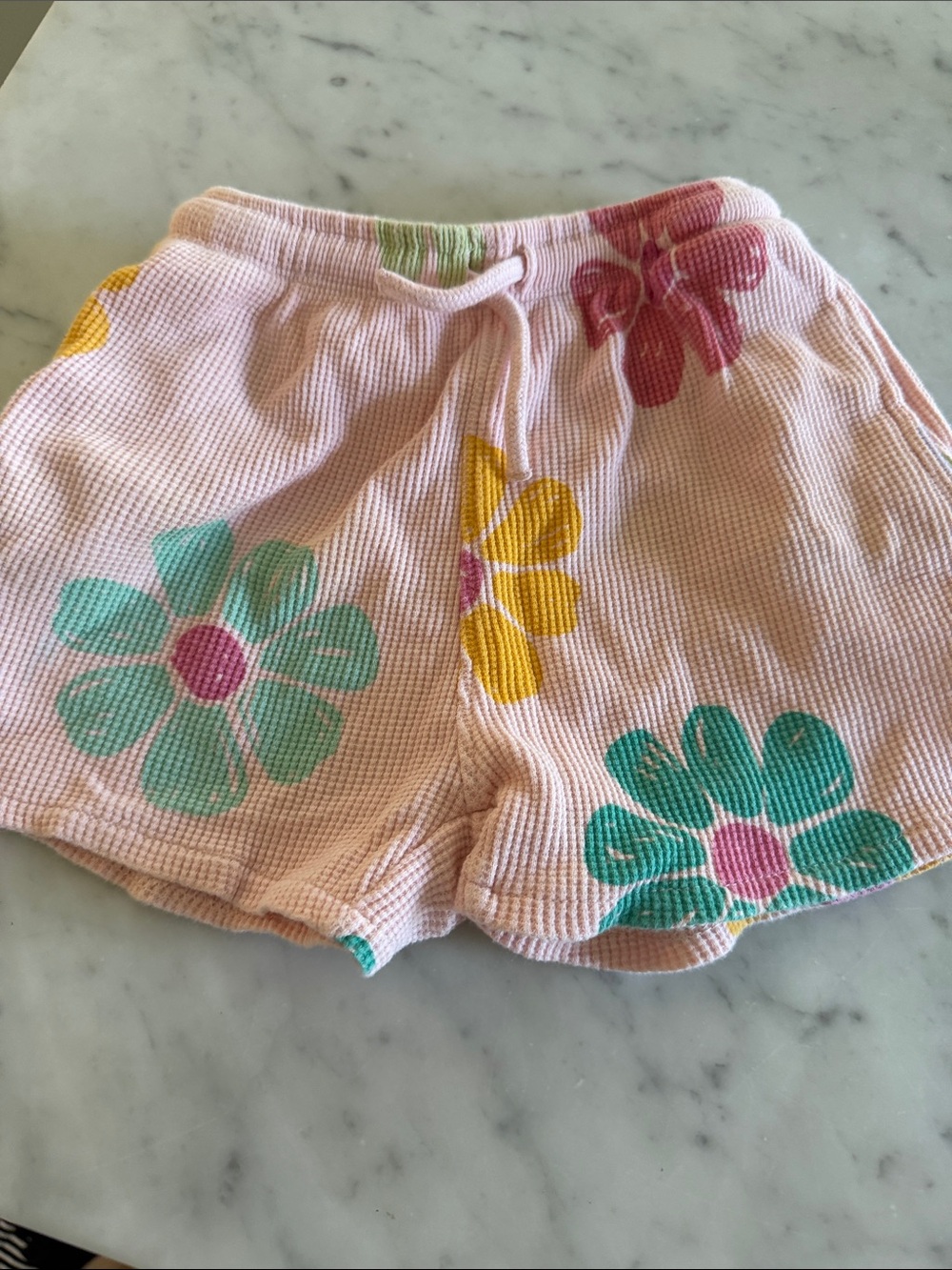Zara Pink Floral Waffle Knit Lounge Shorts